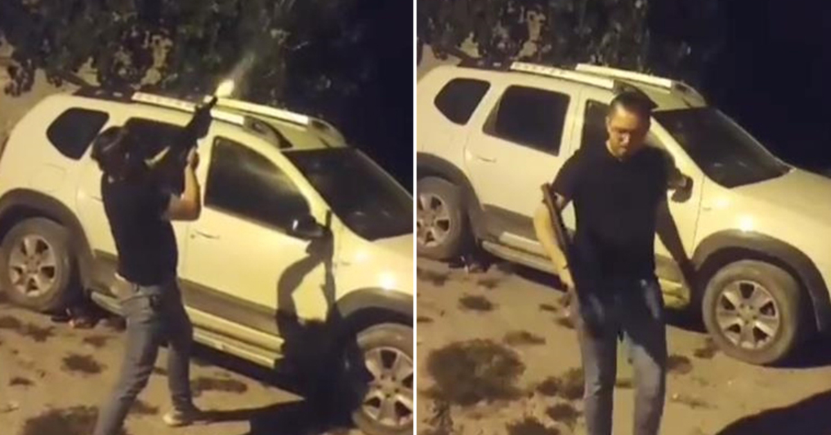 Otomatik tüfekle havaya ateş açtı